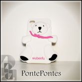 Case para iPhone 4 / 4s - Ursinho Branco Com Laço Rosa